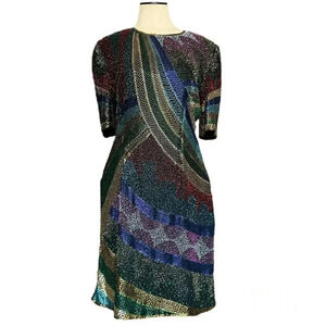 Vintage Sequins originals multicolor sequin cocktail dress / MEDIUM 🎇